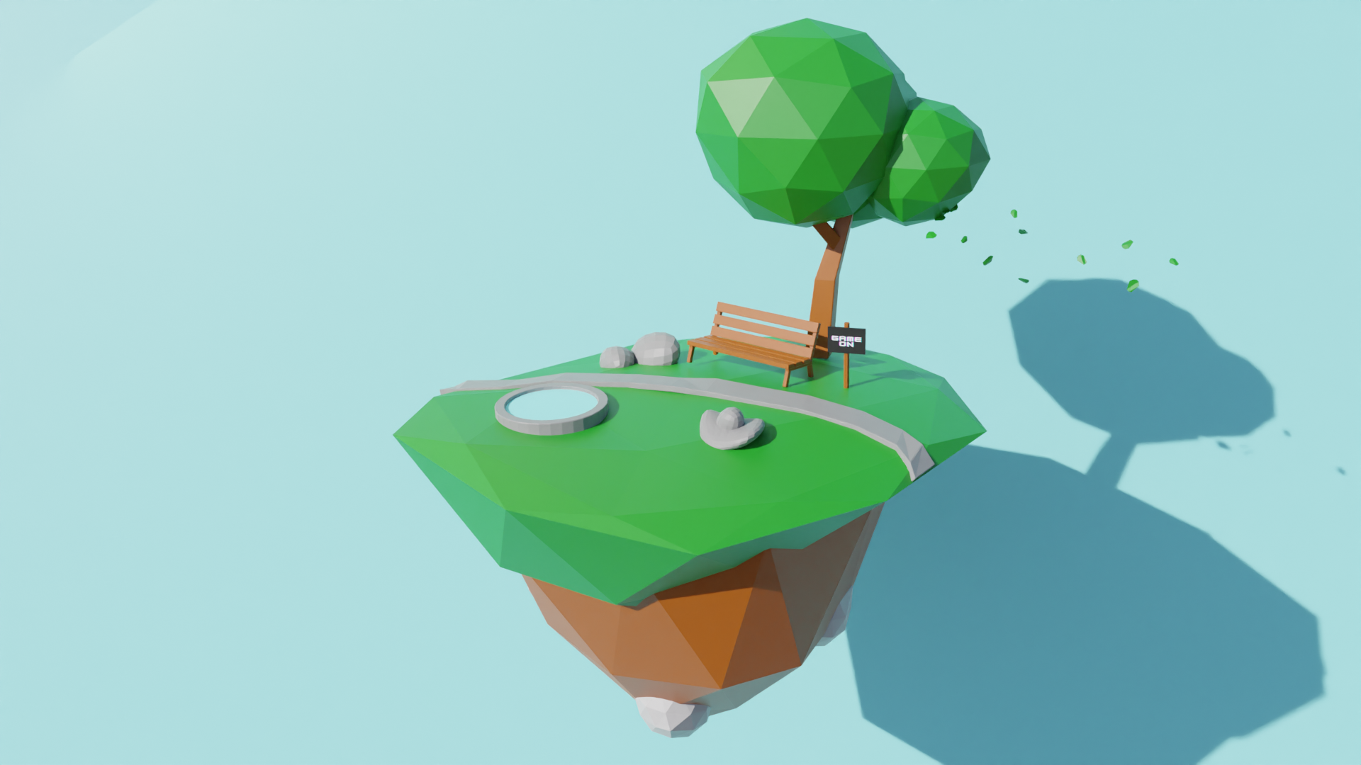 Flying Island 3D Model with Blender